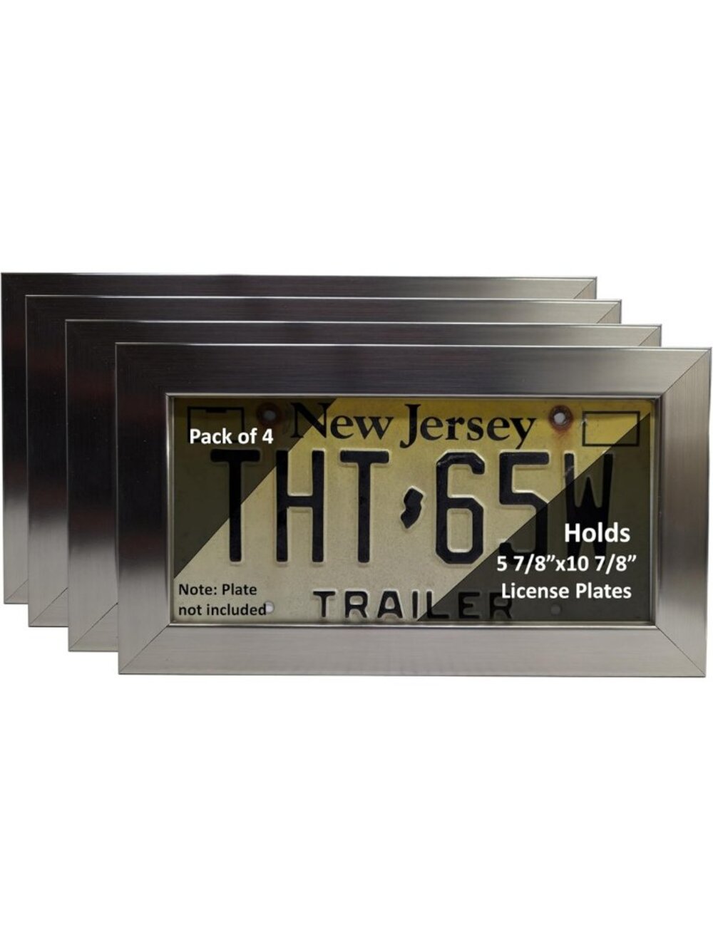 Stainless Steel License Plate Wall Frame - Display Vehicle Tags, 4-Pack
